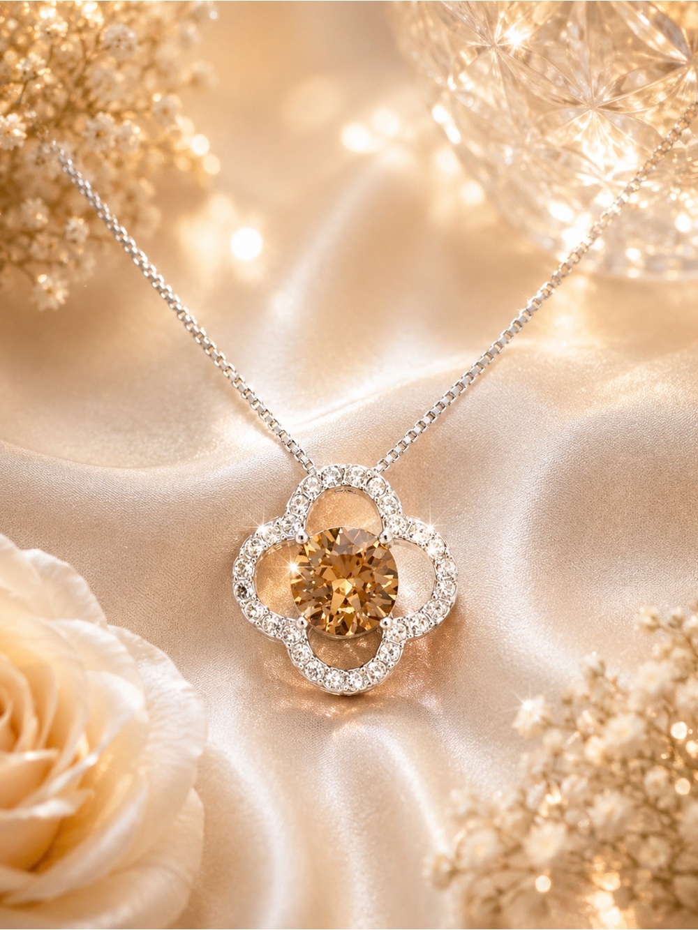 NIC & SYD Women’s Flower Necklace with Swarovski Crystals